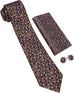 Blue and Orange Floral Necktie Set-LBWY1740