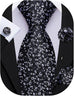 Black and White Floral Necktie Set-LBWY1741