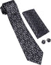 Black and White Floral Necktie Set-LBWY1741
