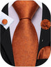 Burnt Orange Floral Necktie Set-LBWY1743