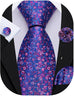 Royal Blue and Pink Floral Necktie Set-LBWY1745