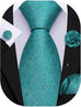 Aqua Floral Wedding Necktie Set-LBWY1746