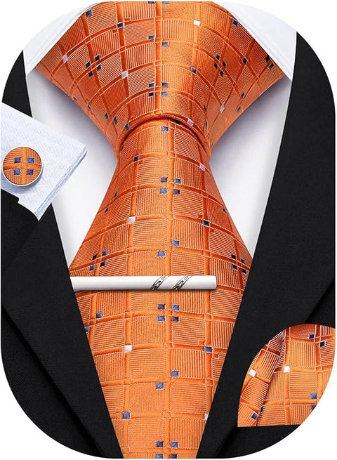 Orange and Blue Necktie Set-LBWY1748