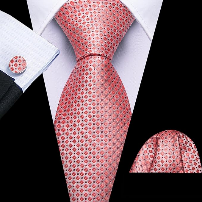 Coral Necktie Set-LBWY1749