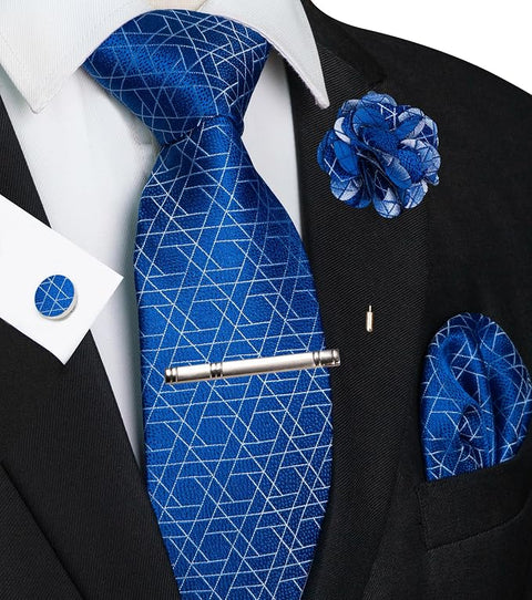 Royal Blue Necktie Set-MGN292