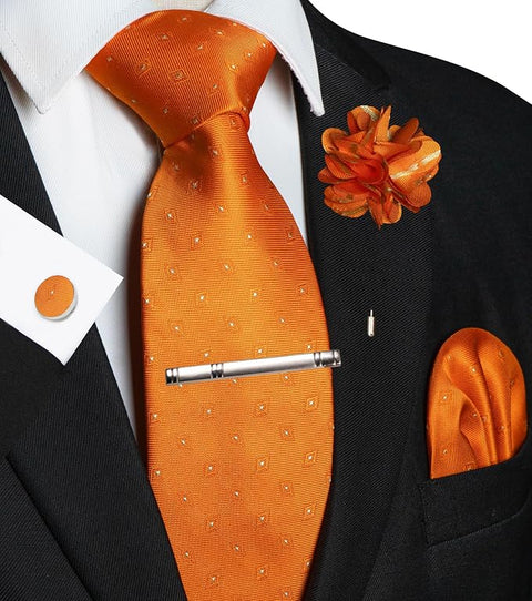 Orange Necktie Set-MGN293