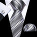 Grey White Black Striped Necktie Set-LBW1325