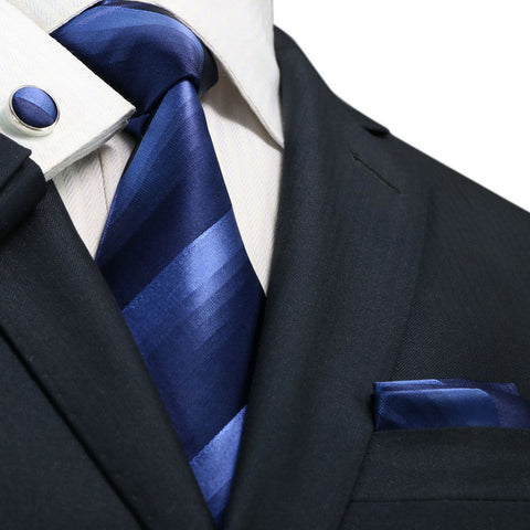 Blue Silk Necktie Set JPM1878N - Toramon Necktie Company