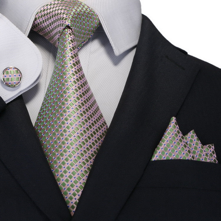 Pink ,Green and Blue Silk Necktie Set JPM18A67 - Toramon Necktie Company