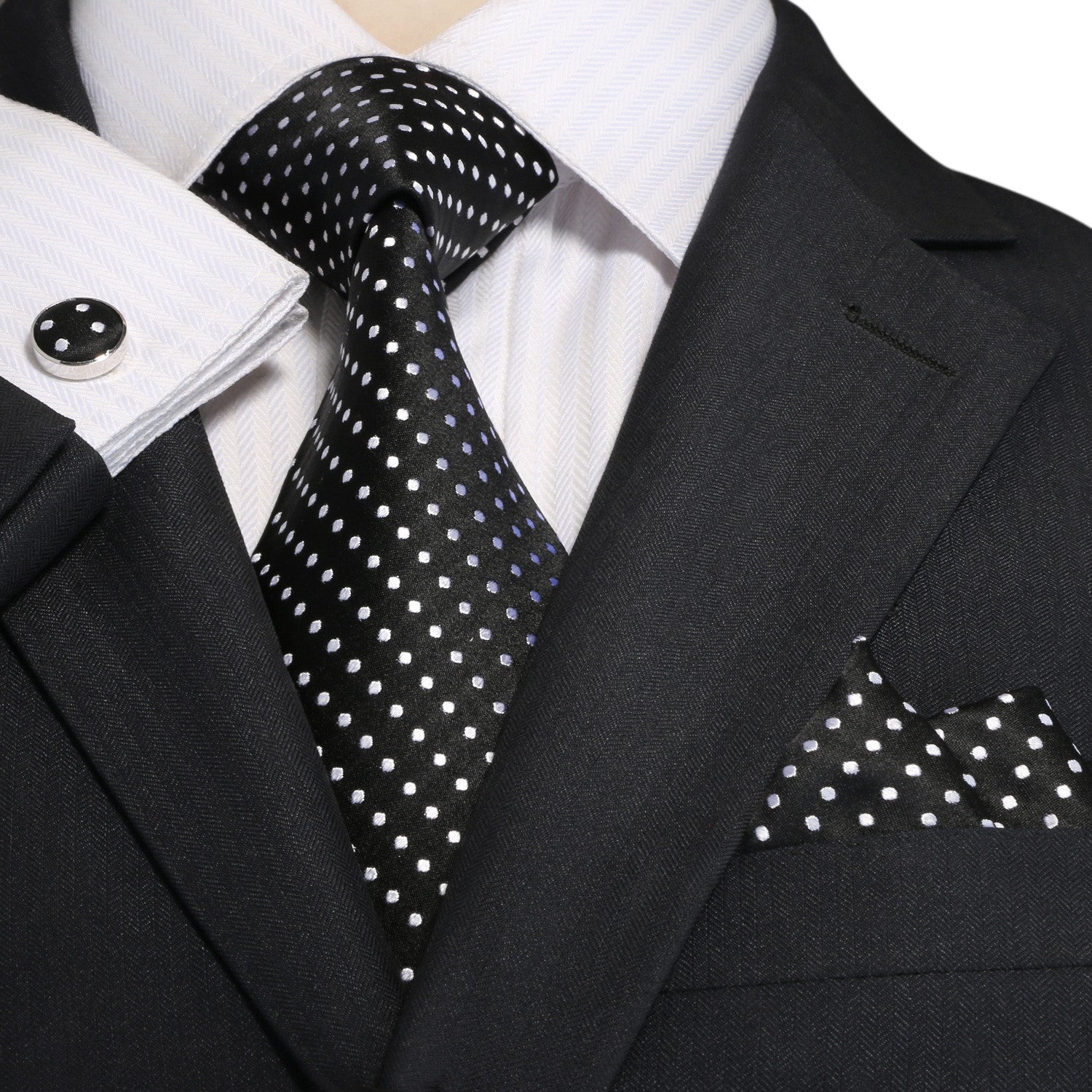 Black White Silk Necktie Set JPM18A74 Black White Silk Necktie Set JPM18A74