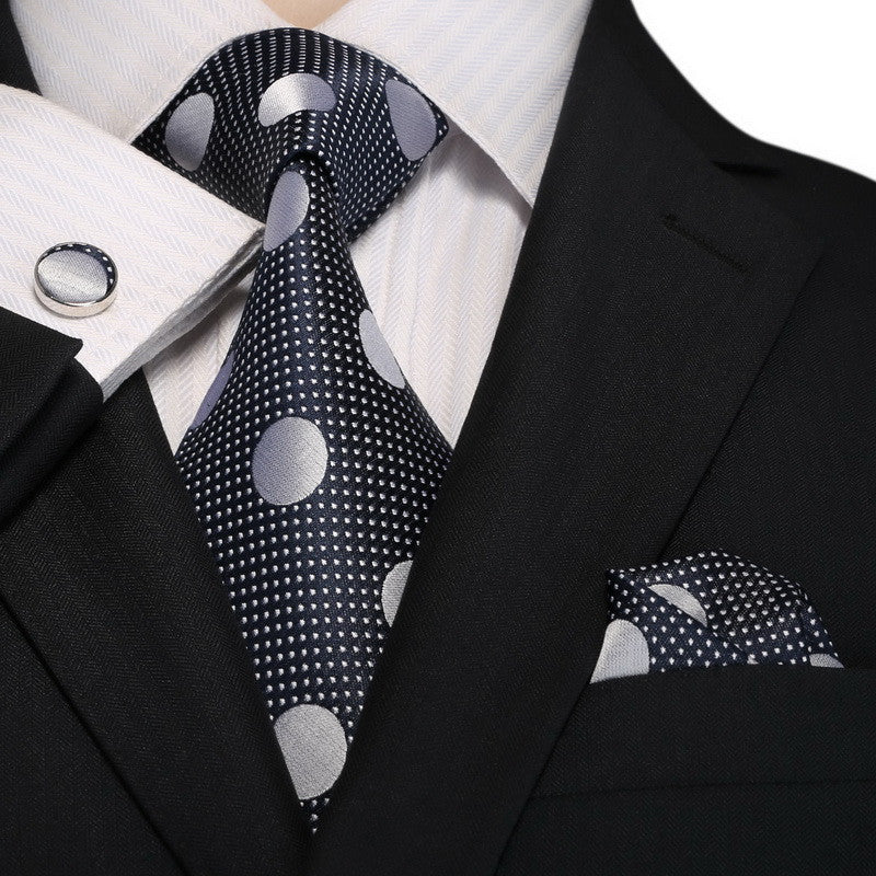 Blue and Gray Silk Necktie Set JPM18E07 - Toramon Necktie Company