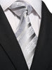 Grey  Paisley Stripe Silk Necktie Set- JPM18A78