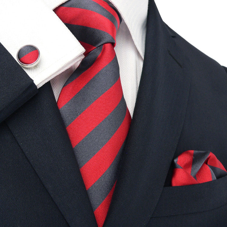 Red and Charcoal Grey Necktie Set JPM18529