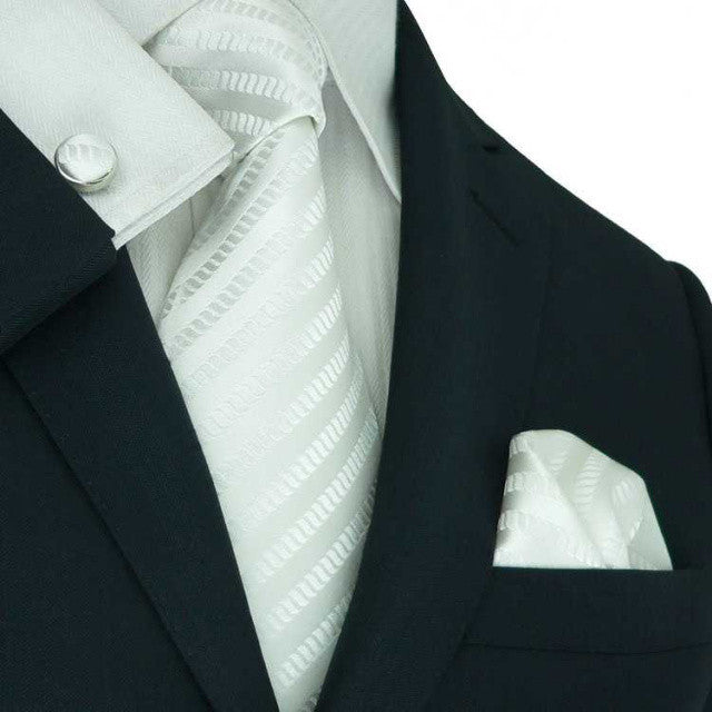 White Stripe Necktie Set JPM1854E