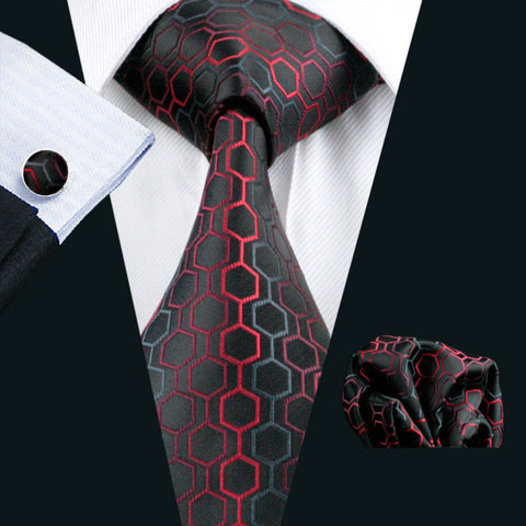 Black,Gray and Red Tie Set LBW584