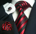 Black and Red/Wine Stripe Necktie Set JPM636 - Toramon Necktie Company