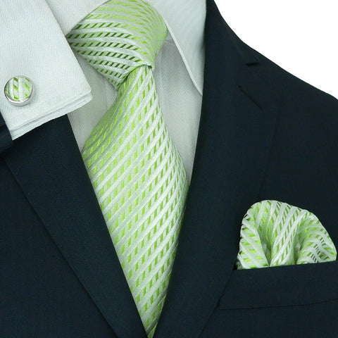 Green Silk Necktie Set JPM653 - Toramon Necktie Company