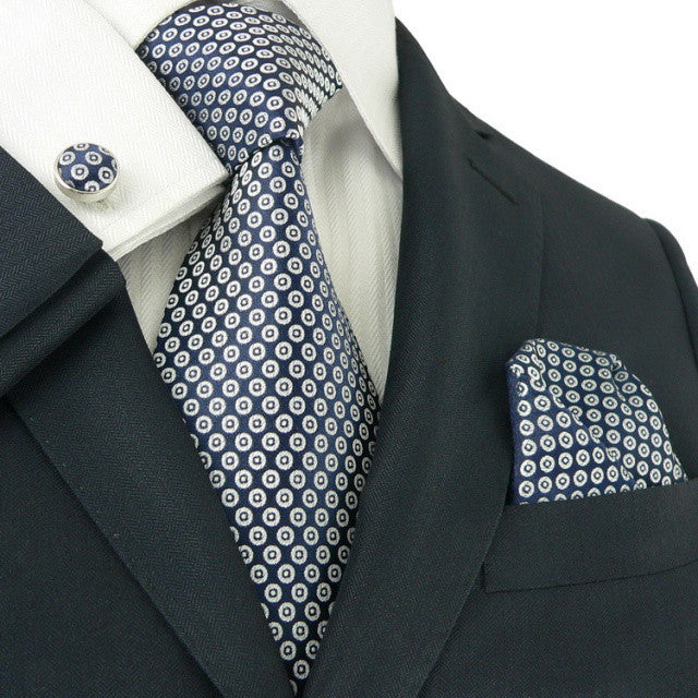Blue and White Necktie Set JPM1891C - Toramon Necktie Company