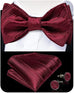Burgundy Silk Bow Tie Set-BTS480