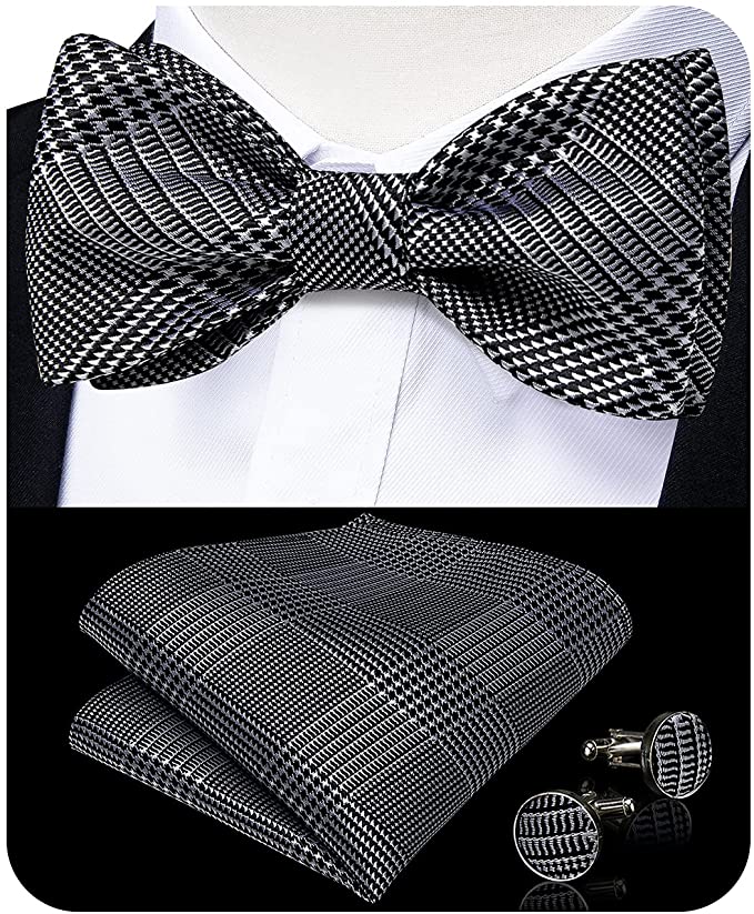 Black and Grey Bow Tie Set-BTS487