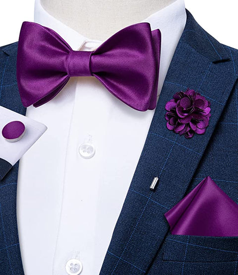 New Purple Wedding Bow Tie Set-BTS490