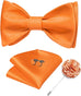 New Solid Orange Silk Bow Tie Set-BTS491