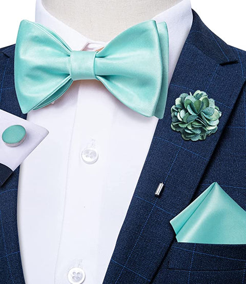 New Solid Tiffany Blue Bow Tie Set-BTS494