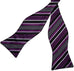 New Black and Purple Striped Bow Tie Set-BTS495