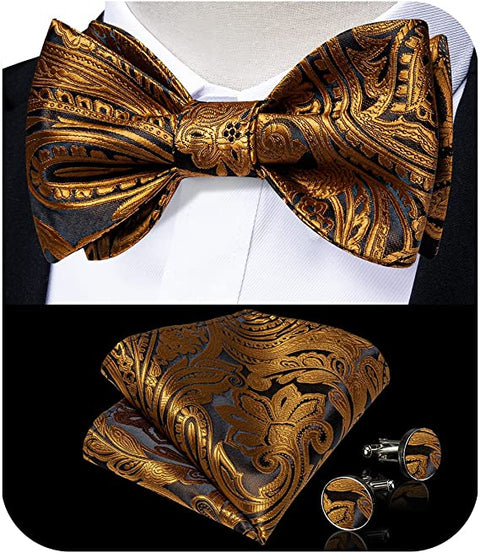 Rust and Black Paisley Bow Tie Set-BTS497