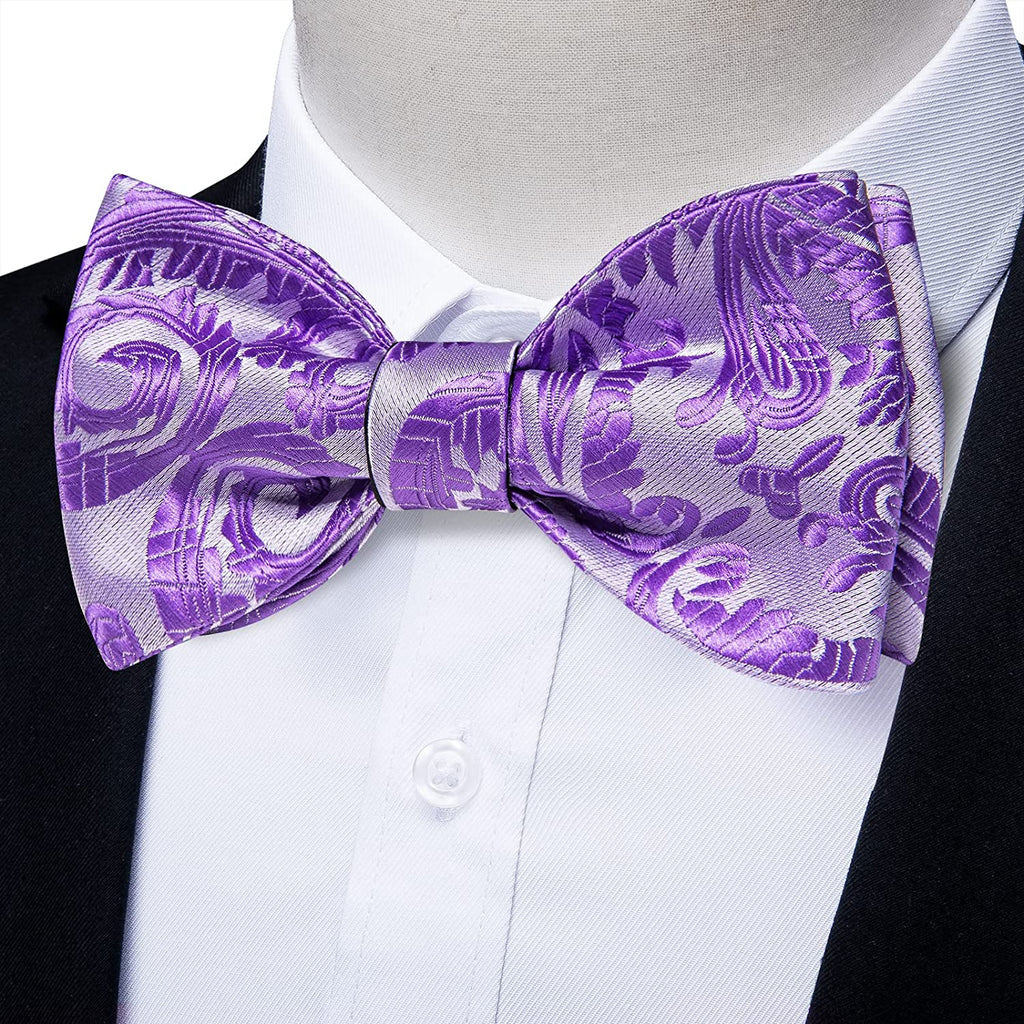 Purple Paisley Bow Tie Set-BTS503