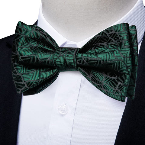 Emerald Green and Black Wedding Bow Tie Set-BTS504