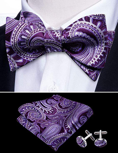 Purple and Gray Bow Tie Set-BTSYO503