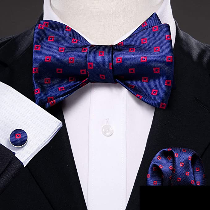 Blue and Red Silk Bow Tie Set-BTSYO507