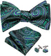 Green and Blue Paisley Bow Tie Set-BTSYO509