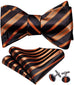 Black and Rust Orange Silk Bow Tie Set-BTSYO510