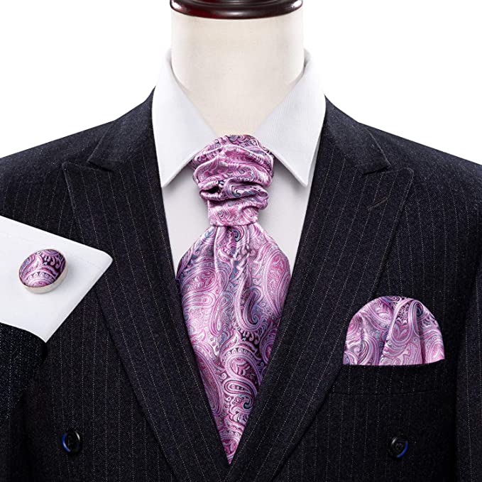 Pink and Grey Cravat Tie Set-CBW107