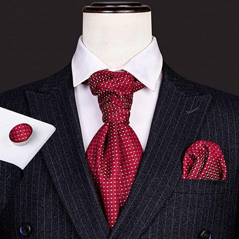 Red White Dot Cravat Tie Set-CBW109