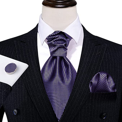 Purple and Black Cravat Silk Necktie Set-CBW121