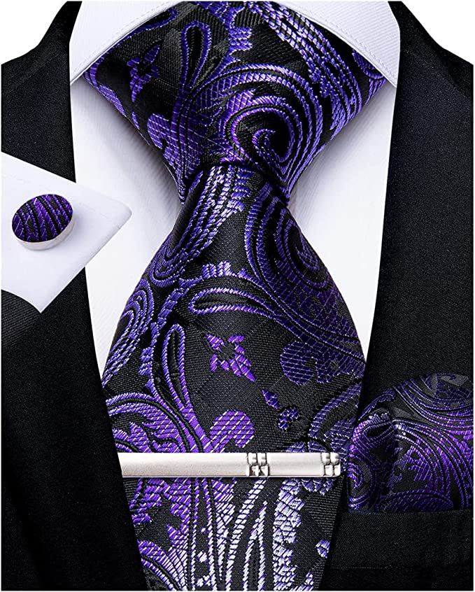 Blue Purple Paisley Necktie Set-DBG1000