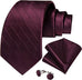 New Burgundy Silk Wedding Necktie Set-DBG1035