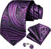 New Purple Paisley Silk Necktie Set-DBG1042