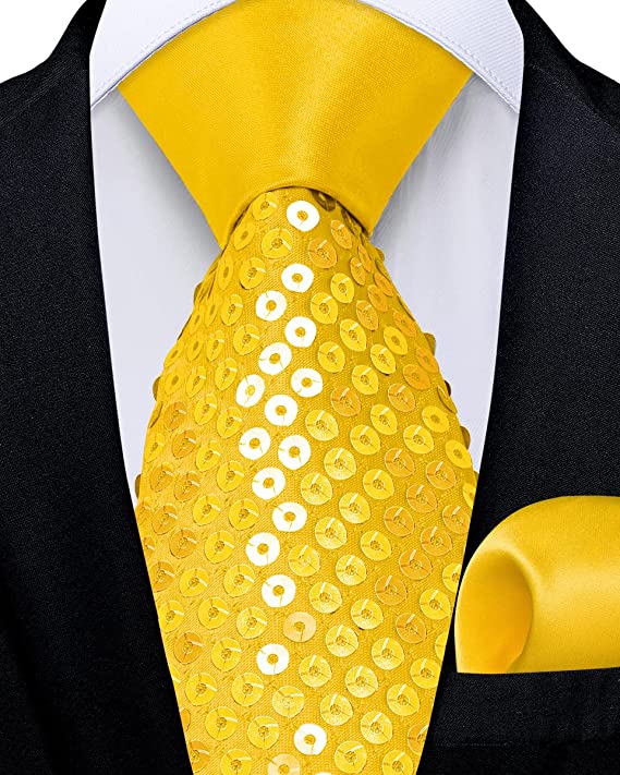 New Yellow Sequence Wedding Necktie Set-DBG1044