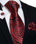 New Red and Black Paisley Necktie Set-DBG1060