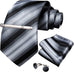 Grey and Black Stripe Silk Necktie Set-DBG1086