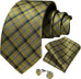 New Gold Black Blue Plaid Silk Necktie Set-DBG1103