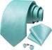 Aqua Blue Solid Wedding Necktie Set-DBG1189