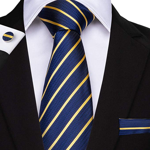 Blue and Yellow Silk Tie Set DBG285