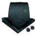 Green and Black Paisley Necktie Set-DBG382