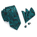 Turquoise and Black Silk Piasley Necktie Set-DBG385