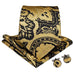 Gold and Black Paisley Necktie Set-DBG443